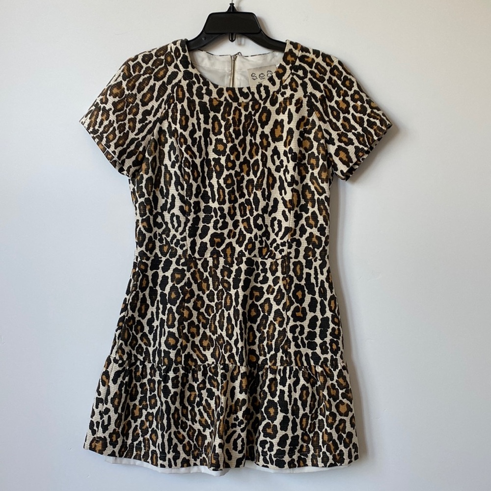Sea Leopard-Print Ruffle Dress - SIZE SMALL